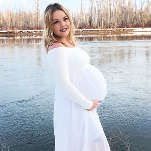 Long white maternity dress